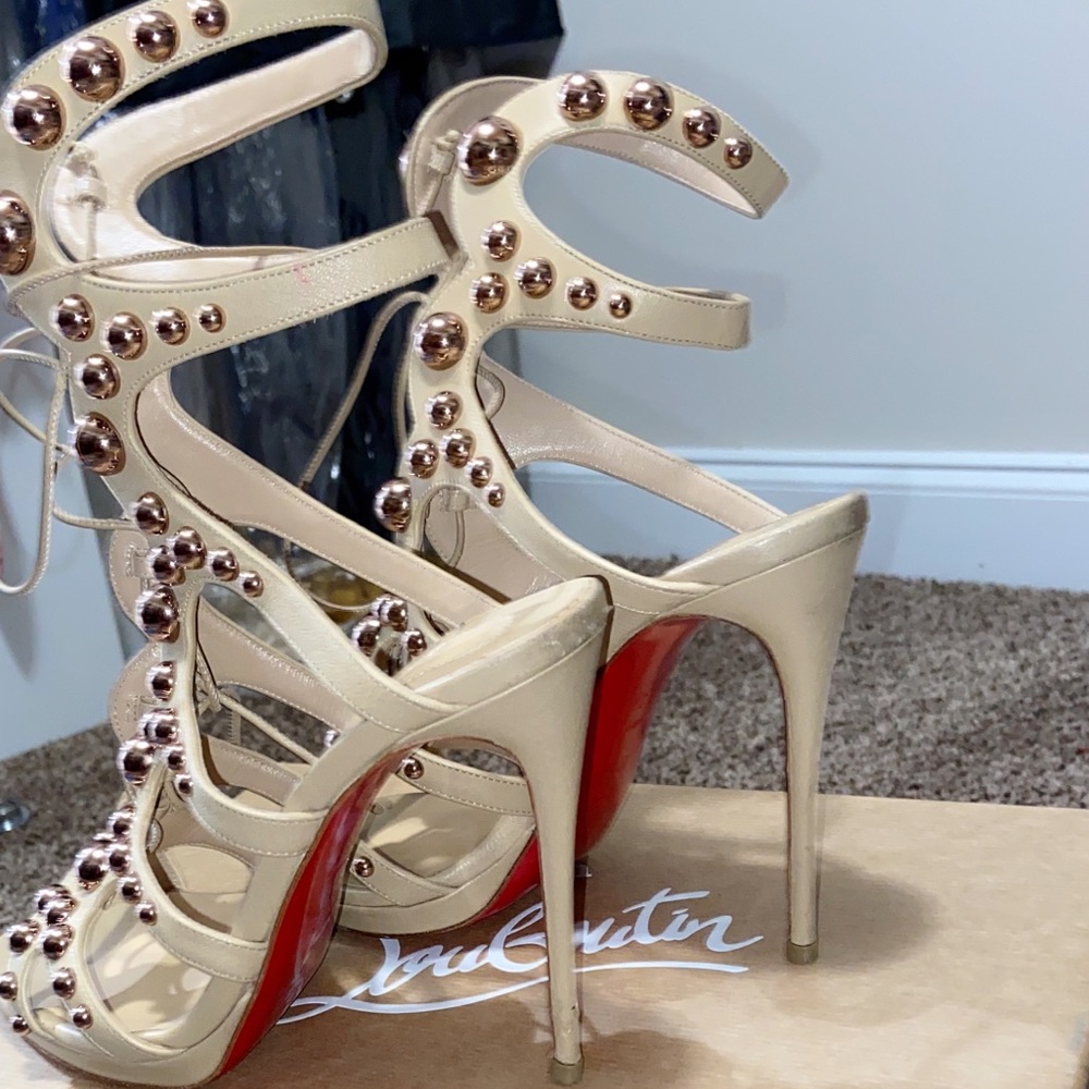 Tan Studded Christian Louboutins size 37